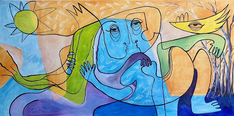 PAINTING ORIGINAL OIL ON CANVAS (READY TO HANG) CUBAN ART 24”X48” By LISA.