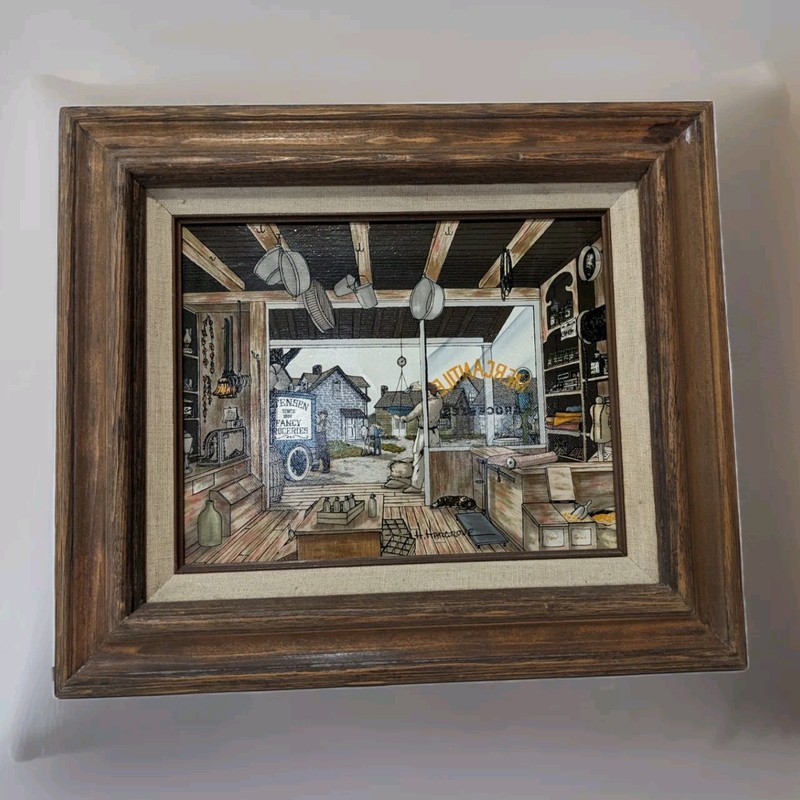 H. HARGROVE Serigraph CANVAS *General Store" SIGNED Certified Label gallery