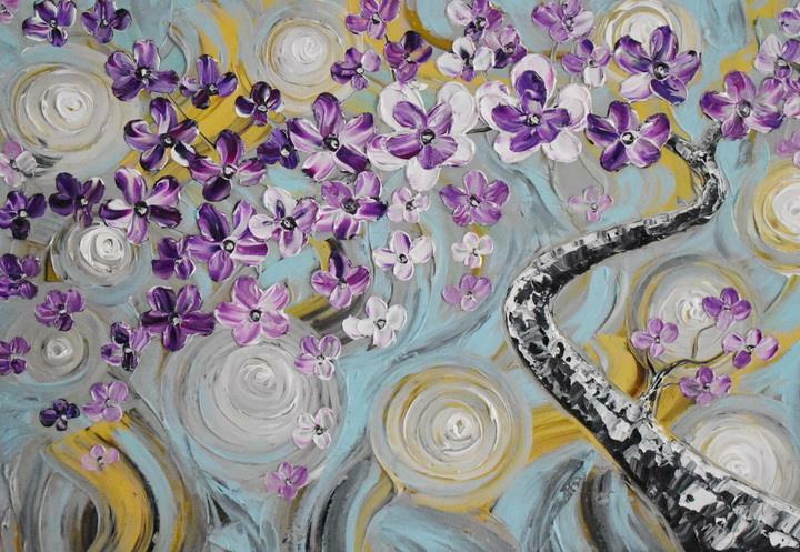2013 ORIGINAL LARGE CONTEMPORARY COLORFUL OTO PAINTING FLOWERS ENTITLED "DREAM" gallery