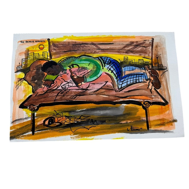 The Bench Warmer Original Watercolor Art Larry Stevens 95
