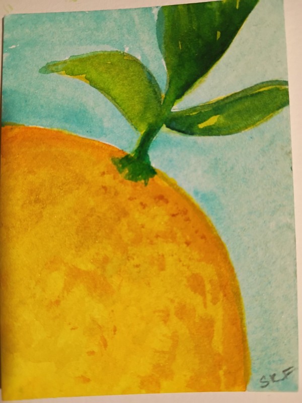 Original ACEO Lemon, Watercolor Painting Art by Sharon Foster
