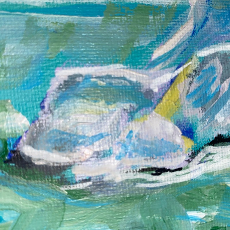 Ocean And Cliffs, 8”x10”,Signed By Artist, Original Acrylic Canvas, OOAK, COA. gallery