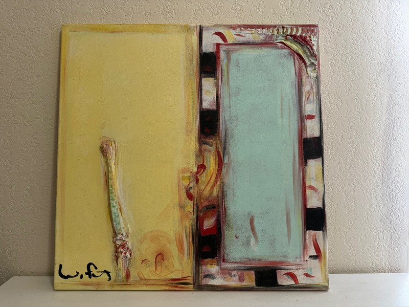 Mixed Media Signed Abstract Painting on Canvas Titled Out of Dust
