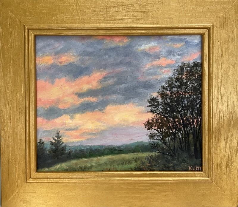 OCTOBER SUNDOWN- original framed oil landscape sundown painting by K. McDermott