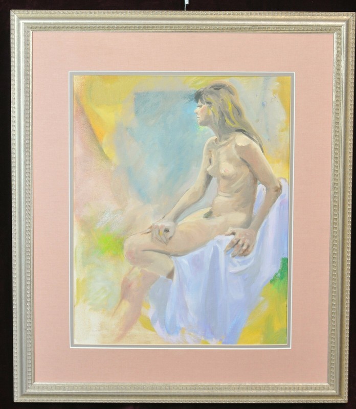 Original acrylic on canvas. Figure seated, no signature, Contemporary