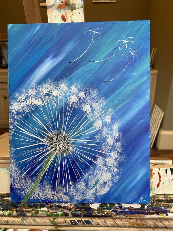 Dandelion Original Painted On Canvas Board, Abstract 11/14 gallery
