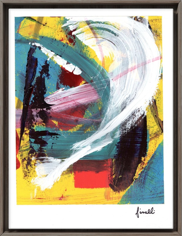 Modern Expressionism Art Abstract Painting Paper FINELLI ORIGINAL 9×12 COA G15Aa