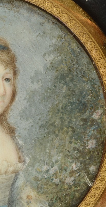 Pierre Chasselat (1753-1814)-Attrib "Girl in landscape" fine miniature, ca. 1785 gallery