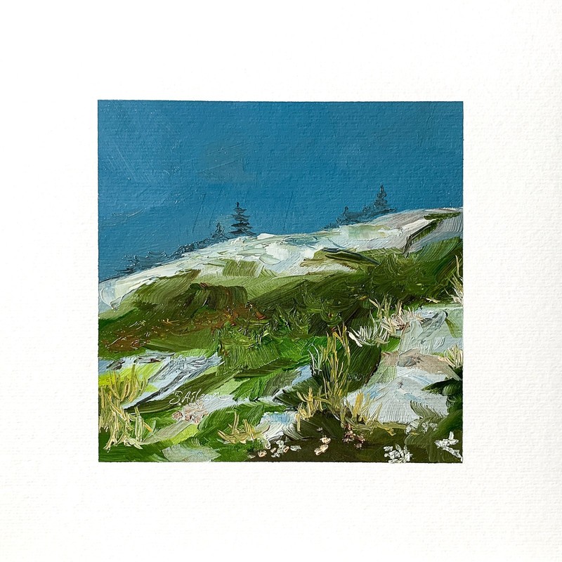 8×8 Maine Original Oil Painting Acadia Cadillac Mountain New England Art Signed