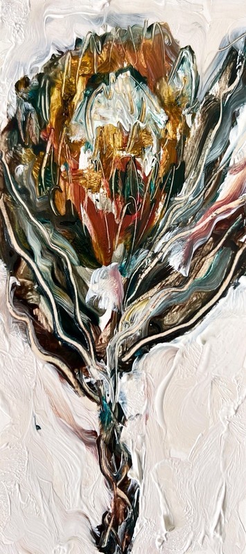 African Protea Flower Painting Framed • Afrohemian Decor • Afro Boho Art Series gallery