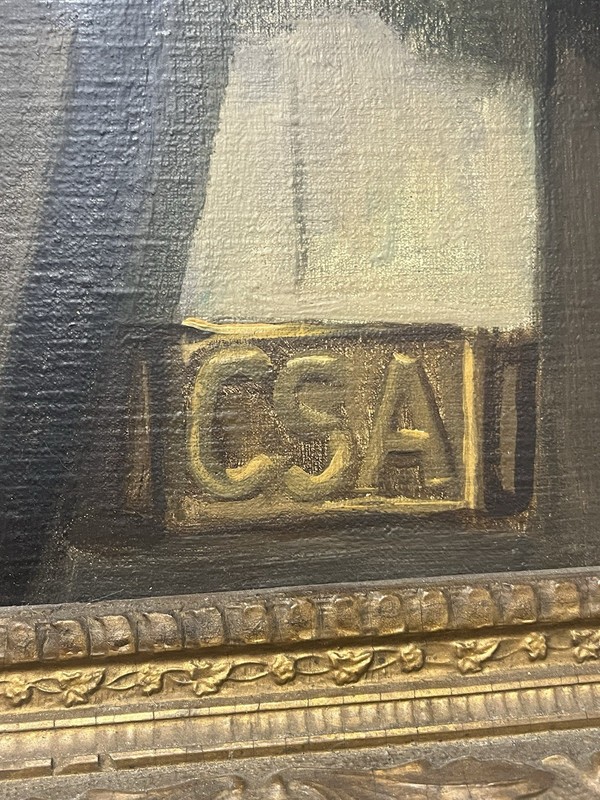 Vintage Large Confederate Oil Painting Brownsville, TN Artist Joseph Dickinson gallery