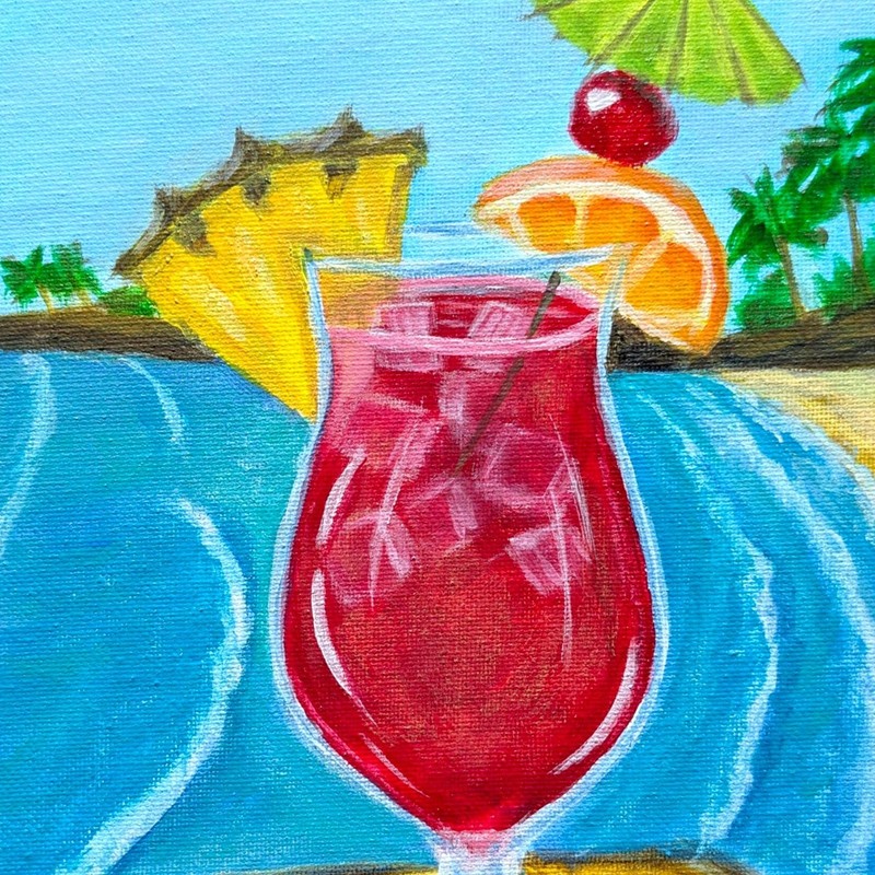 Original Contemporary 8x10 Cocktail Acrylic Painting Canvas Signed Bold Wall Art gallery