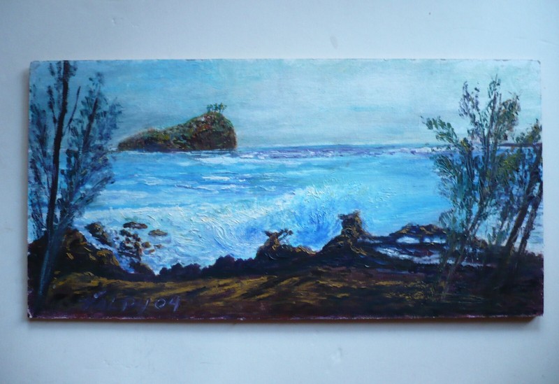 AL VALPY, COASTAL COAST HAWAII, LANDSCAPE MAUI VIEW ROCKY COASTLINE WAVE SIGNED gallery