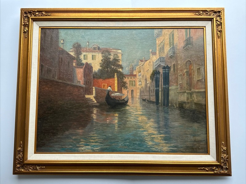 JOHANNES SON PAINTING ANTIQUE 19TH CENTURY ITALY VENETIAN CANAL MASTERFUL FAMOUS gallery