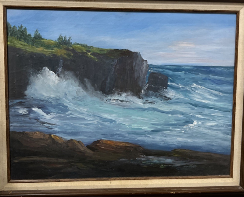 Winifred W Compton Oil ~Canvas Monhegan Island Coastal Scene 20th Century 18x24 gallery