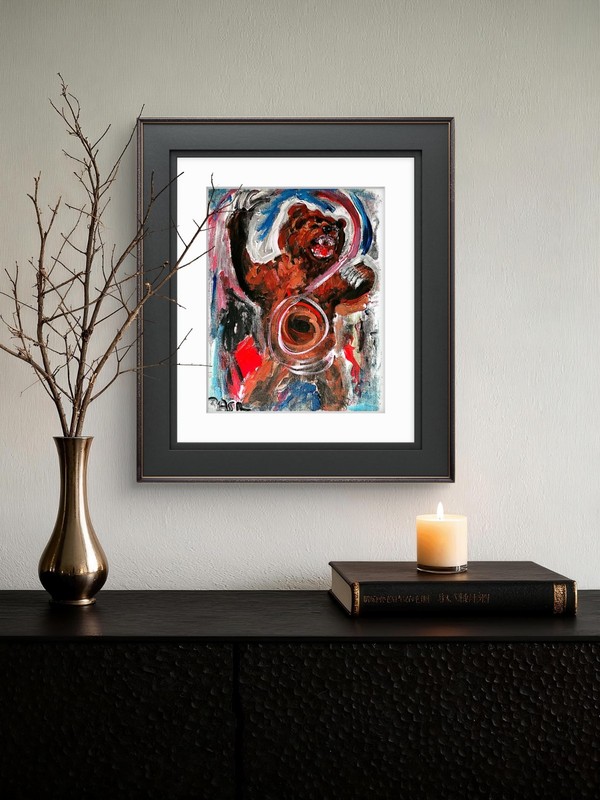 Grizzly Bear Unique Abstract Expressionism Wall Art Canvas Board 11x14 gallery