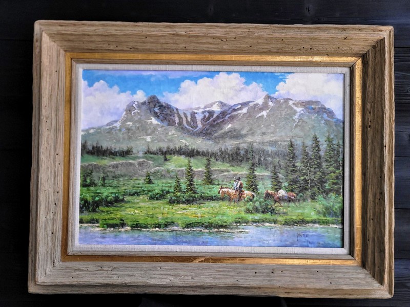 Jim Rey Signed ORIGINAL Oil On Canvas Framed Painting «Packing The High Country»