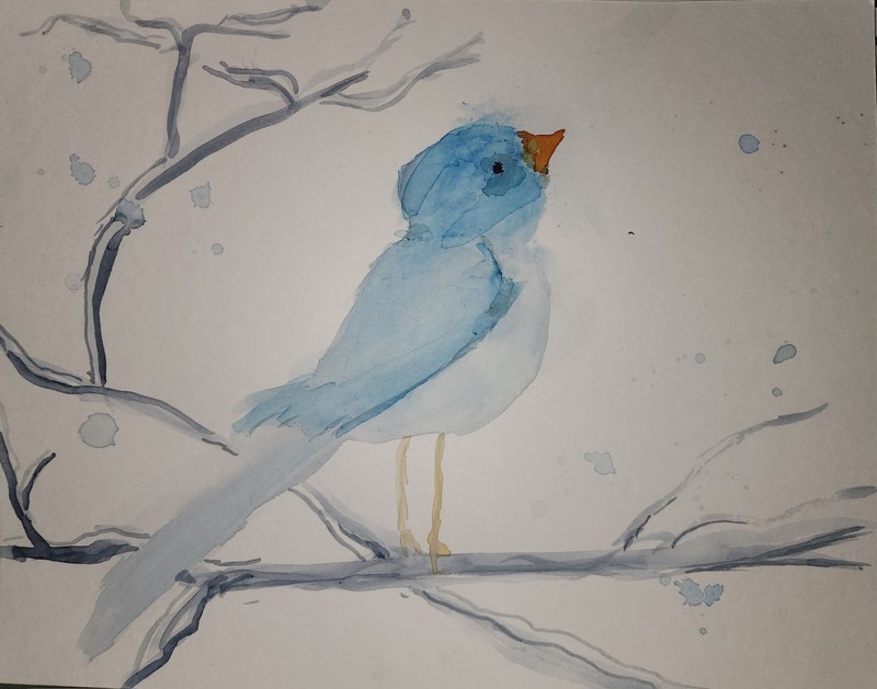 «Bluebird Winter» watercolor. Fleischer. 🚢 ships from the usa 🇺🇸