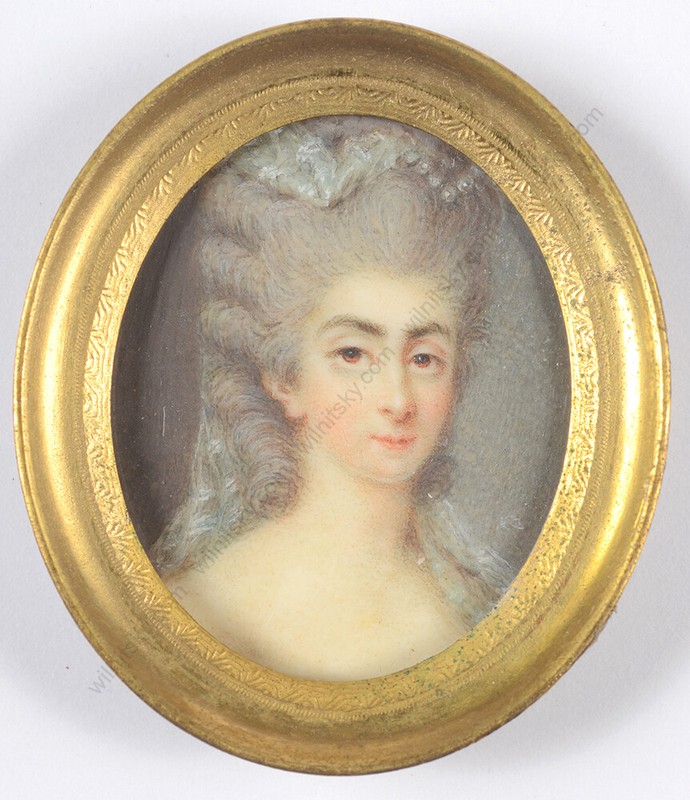 «Portrait of a young aristocratic lady», French miniature, 1780s