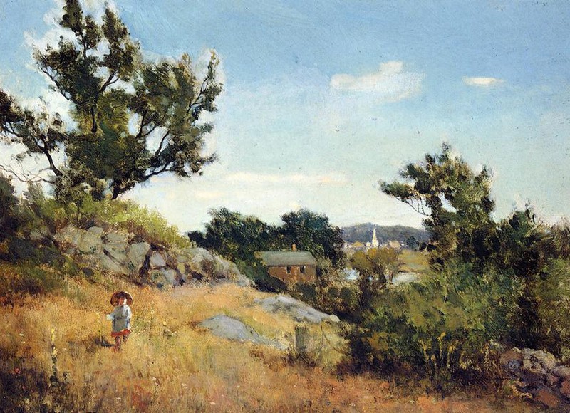 perfect 36×24 oil painting handpainted on canvas»A View of the Village»NO5524