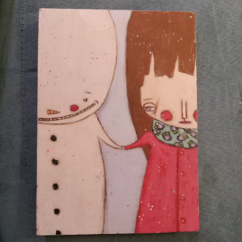 Encaustic Art Painting Winter Friends Lia Lane snowman tumblr hipster pop
