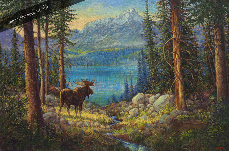 Bull Moose by Vernon Murdock, Oil Painting, Nature Art, Giclee Ink, Best Seller