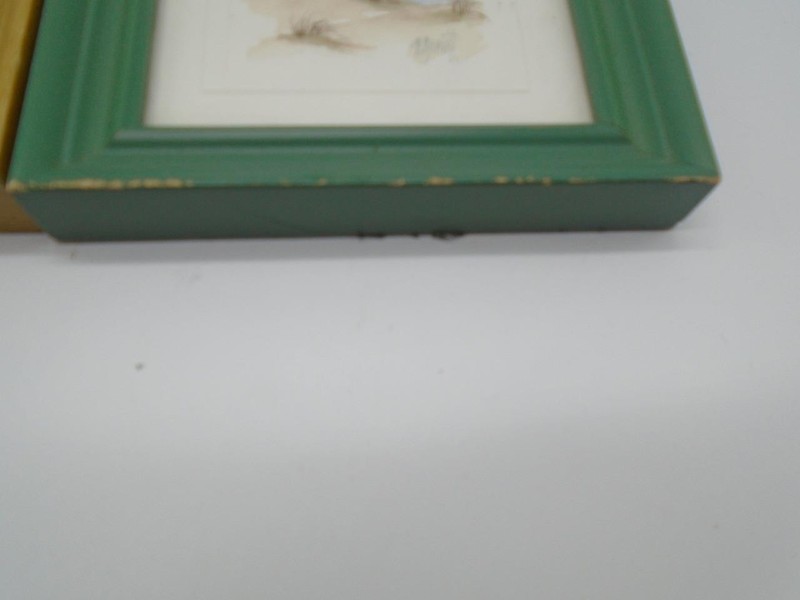 VINTAGE 2 PAT GARNETT BEACH HAND PAINTED WATERCOLOR 5" x 5" gallery
