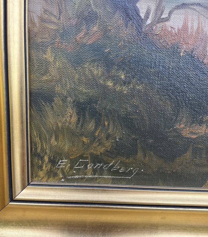 Impressionist Einar Landberg Autumn Forest Landscape With Lake Oil Painting gallery