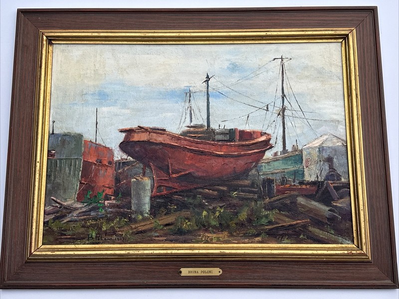 BRUNA POLONI PAINTING INDUSTRIAL BOAT YARD REGIONALISM MARINA PORT LISTED OIL gallery