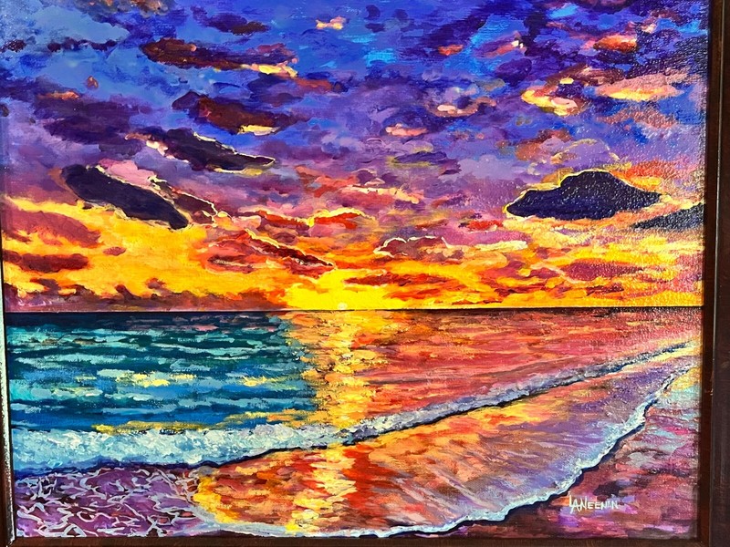 Original Acrylic Painting «Key West Sunset» by Artist 16″x20″ Unframed