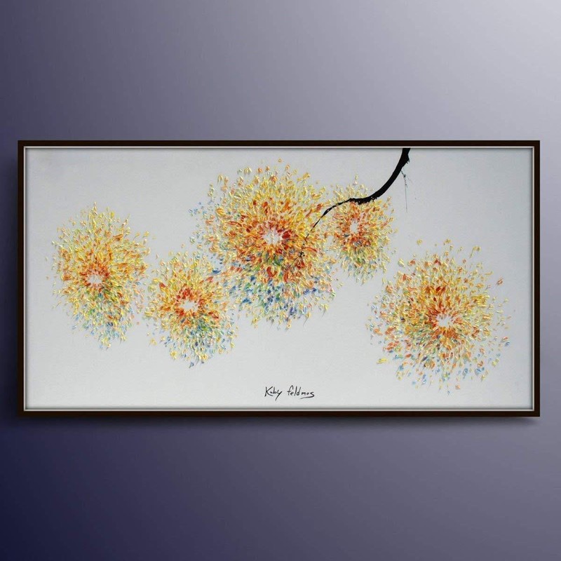 Sunflowers 55″ – original handmade flower, oil painting by Koby Feldmos