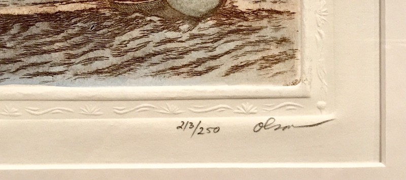 Vintage Antique Olson Pencil Signed Ship Seascape Engraving Drawing Painting LE gallery