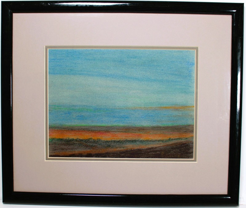 EDWARD GOLDMAN CRAYON MIXED MEDIA PAINTING ON PAPER SIGNED ABSTRACT AMERICAN