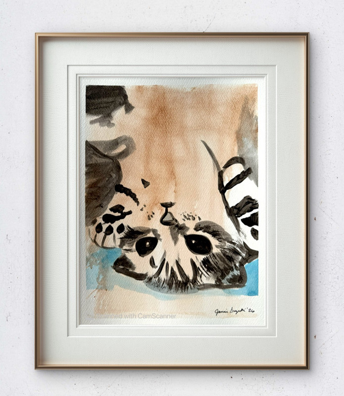 JANICEART Kitten Abstract Original Paper 9×12 Earthtone Acrylic Wall Art