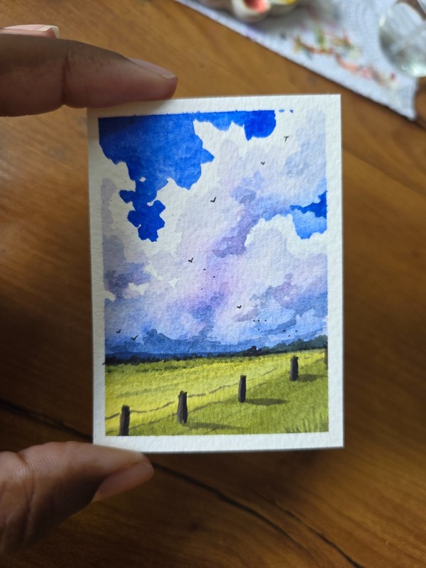 ACEO watercolor painting. Original Landscape