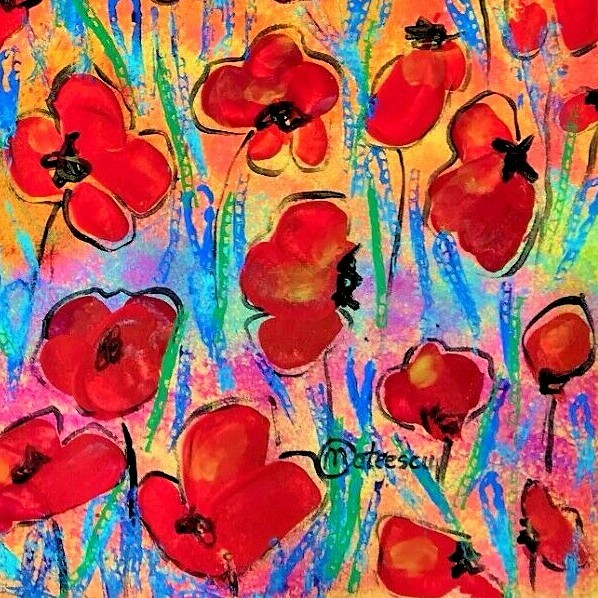 ORIGINAL PAINTING ABSTRACT FLOWERS MODERN FLORAL HOME DECOR WALL ART 24" #A213 gallery