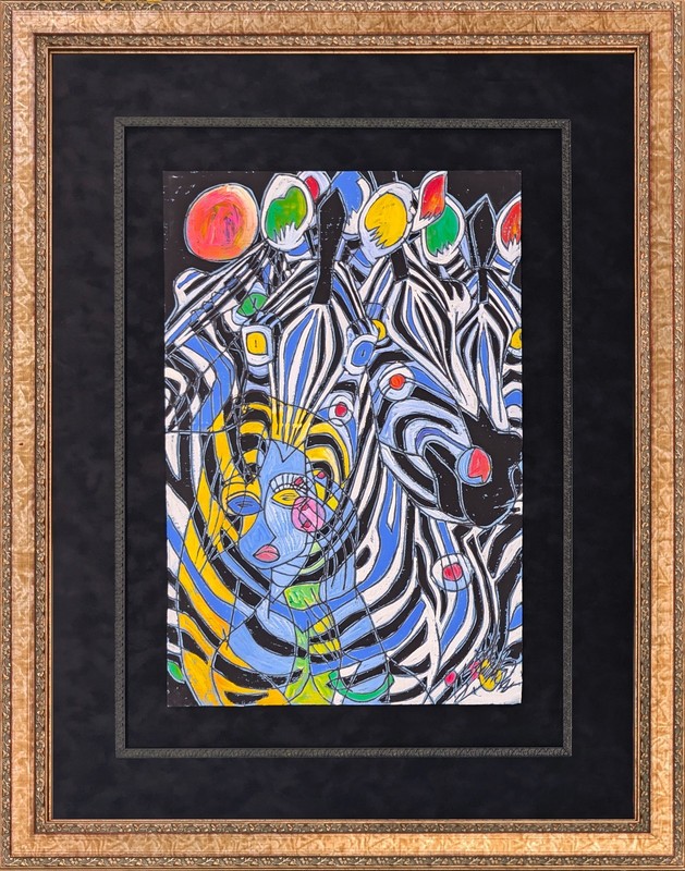 Jiang Tiefeng «Colorful Spirit» | Original Painting on Paper | 28 x 22″ Framed