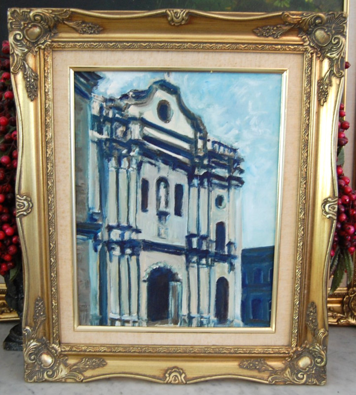 FRAMED ORIGINAL HECTO VIDAL OIL "IGLESIA DE LA MERCED STUDY II" OLD HAVANA, CUBA gallery