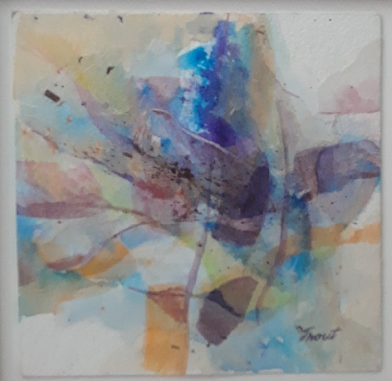 Mixed Media on Paper Board Matted Original by Don Trout "Explosion of Blue" gallery