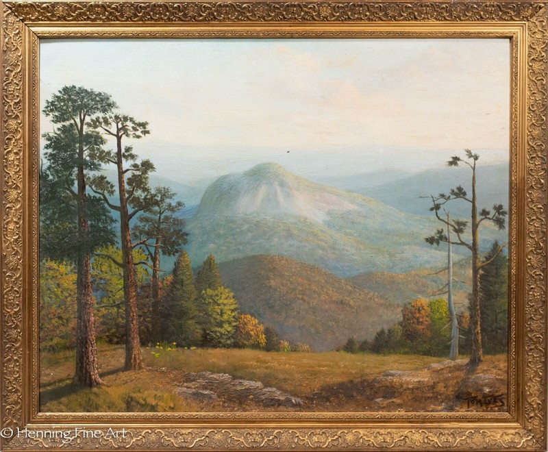 Beautiful American Mountain Landscape Oil Painting by Tom Ives Antique & FINE!