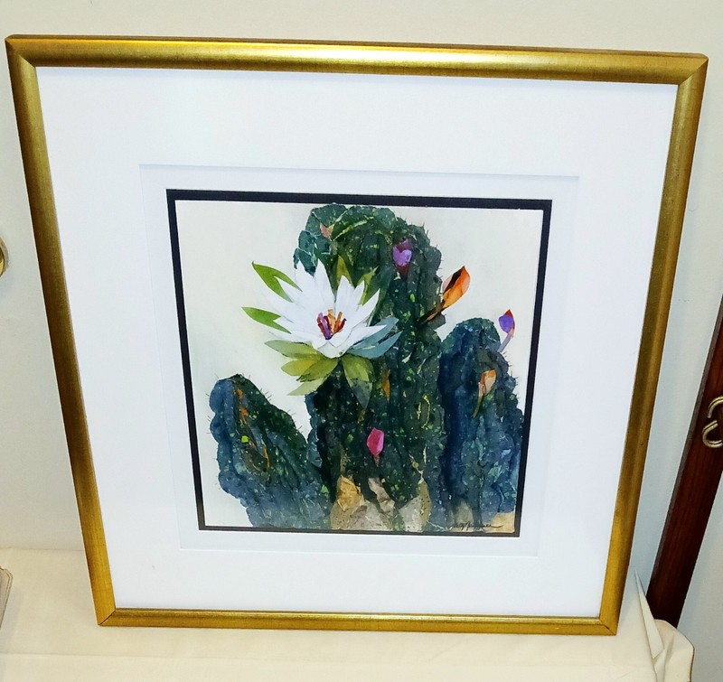 Layered Watercolor Of Cactus Flower Jensen Beach Fl Artist Betty Neubauer 21″