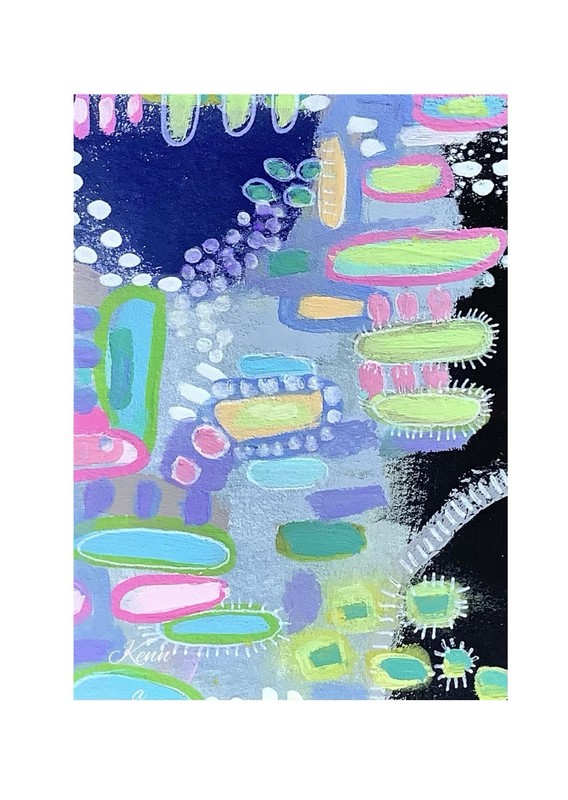 Aceo By Kenna Abstract Art Collector Card Painting Original 2.5” X 3.5” Signed