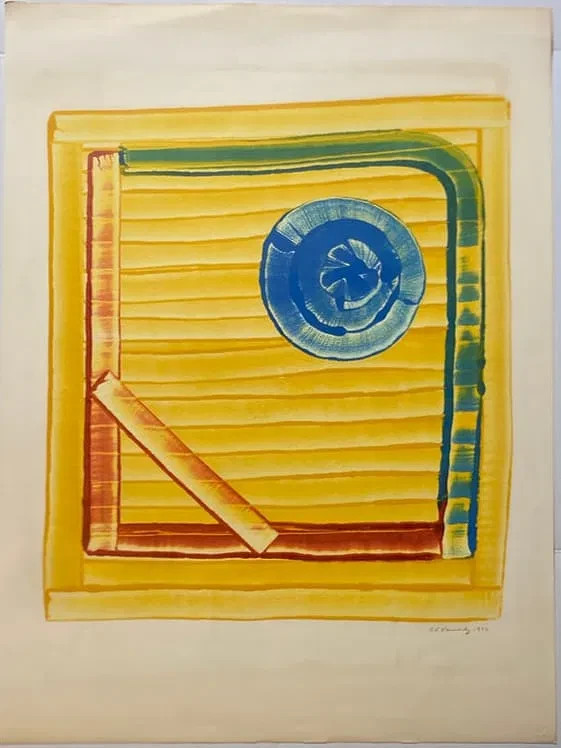 Alfred L. Kennedy Mixed Media Modern BLUE DOT Abstract Painting 1976