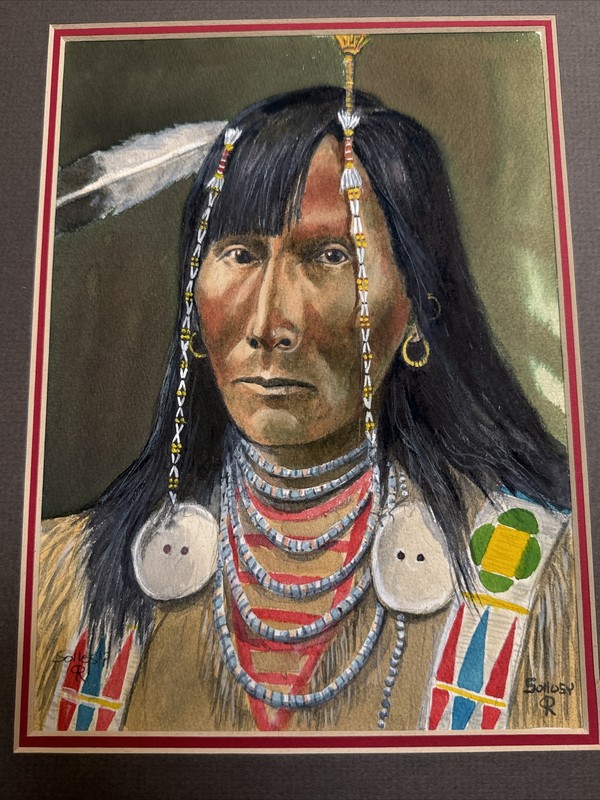 PAUL SOLLOSY PAINTING NATIVE AMERICAN INDIAN CHIEF PORTRAIT TRIBAL LISTED FAMOUS gallery