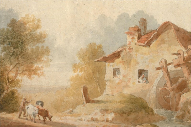 Follower of George Morland (1762-1804)-Early 19thC Watercolour, Returning Cattle