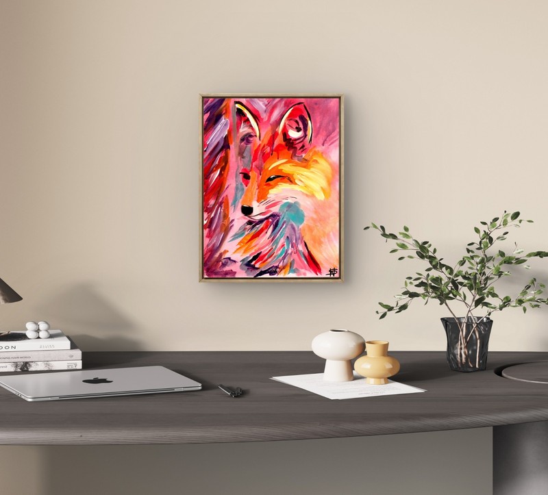 Friskey fox expressionist modern fine wall art painting 14X11 canvas original gallery