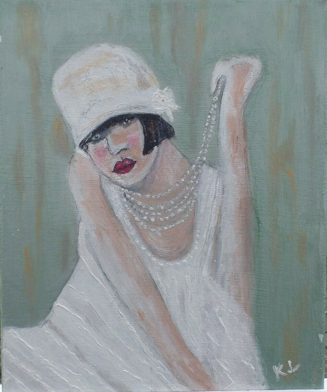 Bild Acryl auf Leinwand / Gr 30 x 25 cm / Frau / # 32, Maler: K. Langen