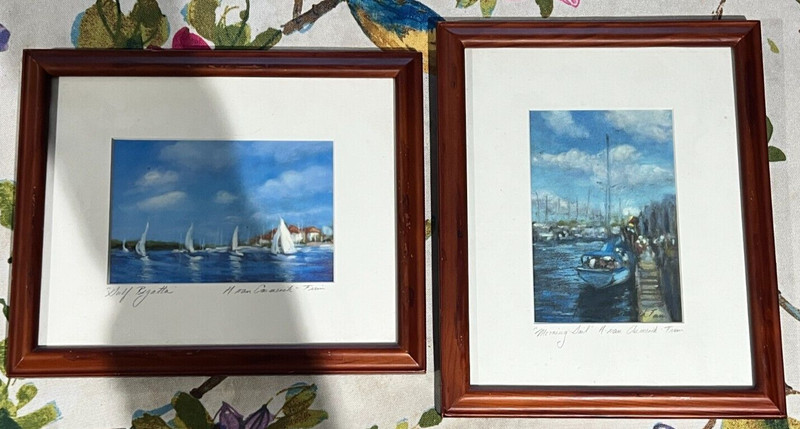Helen van Emmerik-Finn 2 Pastel Paintings Morning Sale and Gulf Regatta Framed