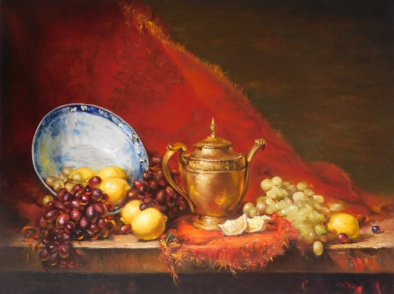 New Original Oil Painting Still Life Realism «Abundance» Signed by Z.Li