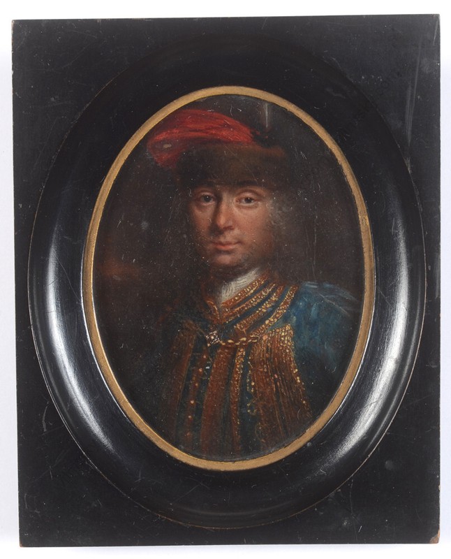 Ádám Mányoki (1673-1757) «Portrait of a young Polish nobleman» superb oil/copper
